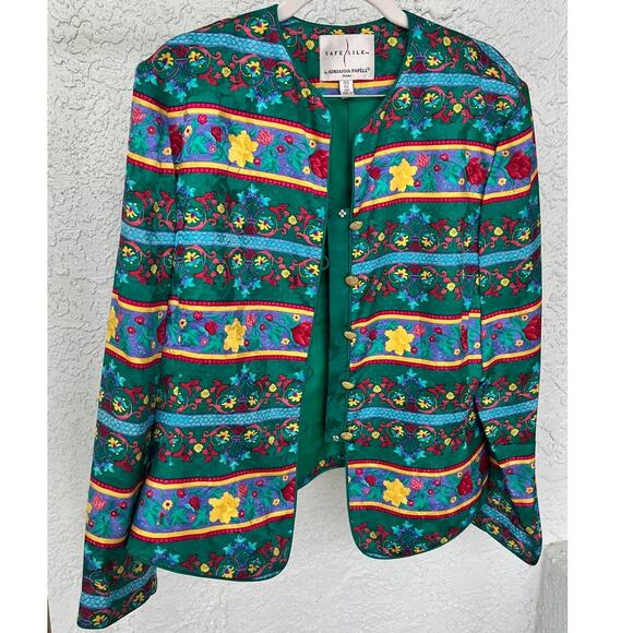 Adrianna Papell Jackets & Blazers - Safe Silk by Adrianna Papell Vintage Designer Silk Jacket - Size 14 Petite